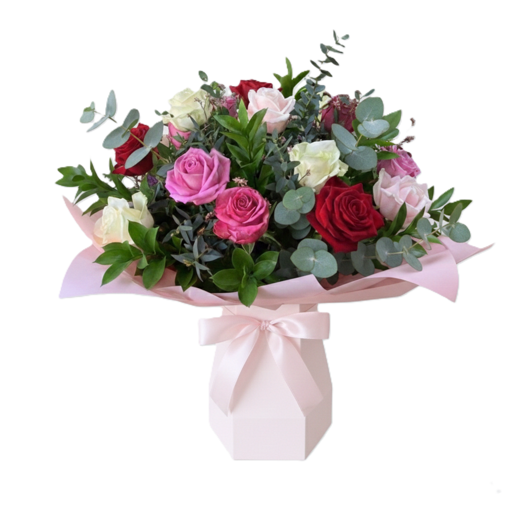 Spectacular flora fiesta bright mixed flower bouquet hand-crafted for celebration delivery in South Auckland by local growers.
