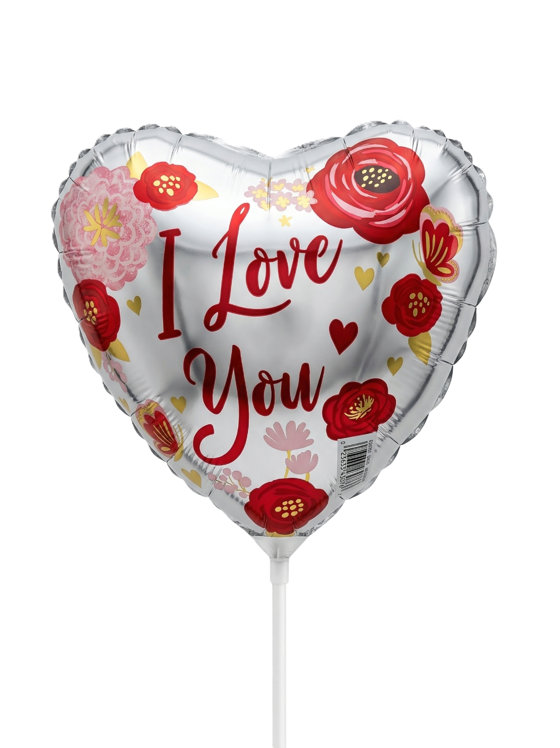 Heart-shaped balloon with floral design and 'I Love You' text. Foil Balloon. Add ons.