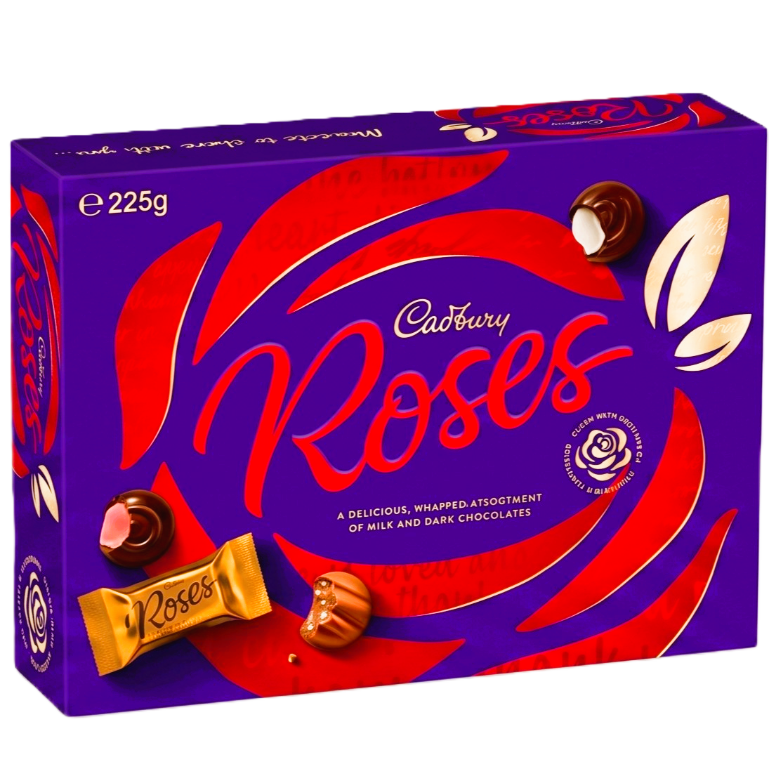 A 225g box of Cadbury Roses chocolates, a classic sweet treat available as an add-on to complement fresh flower deliveries from Flowers on Ramarama.