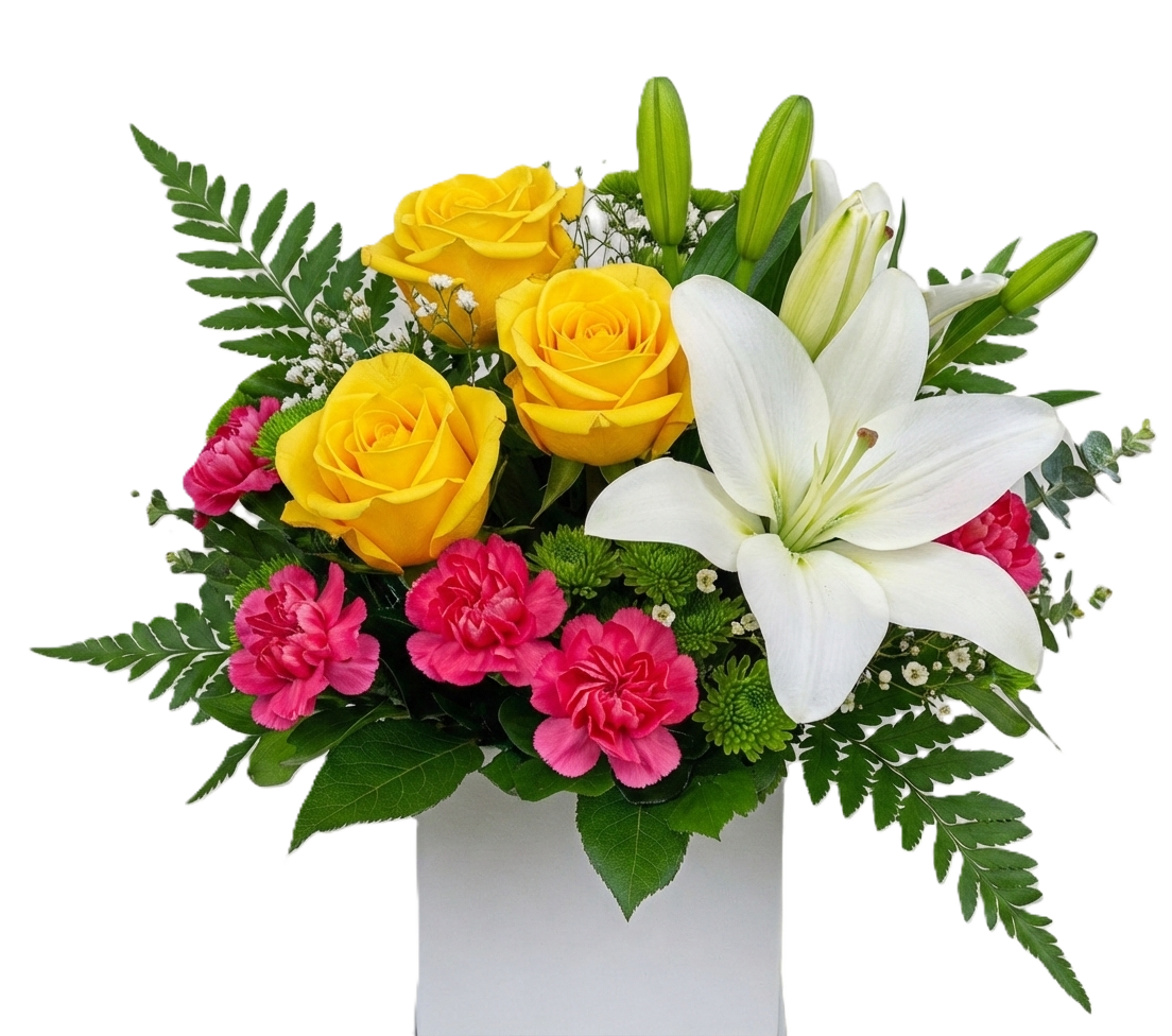 Beautiful harmony mixed seasonal flower bouquet hand-crafted for birthday and celebration delivery in South Auckland by local growers.