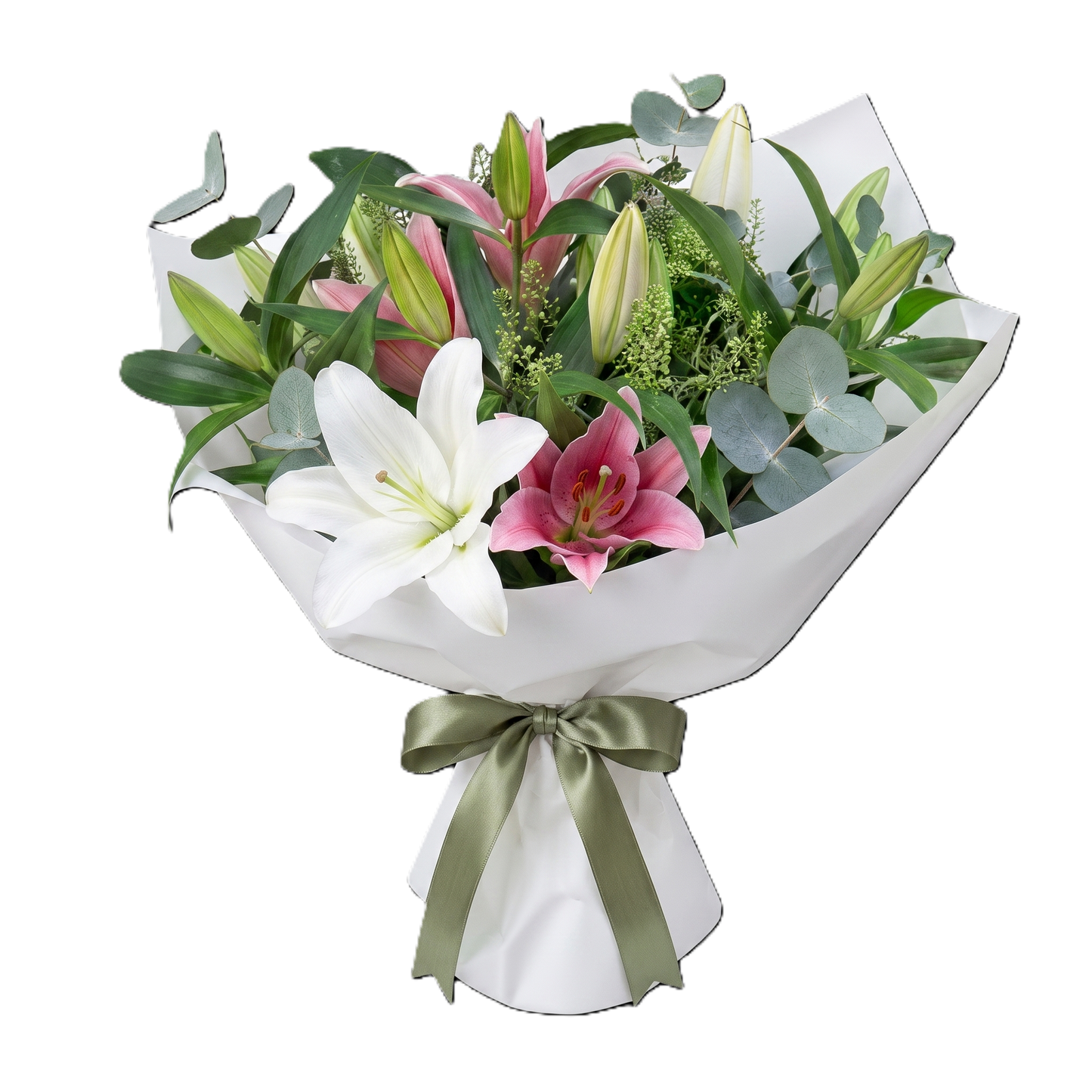 Elegant lily serenade bouquet featuring fragrant premium lilies and fresh greenery, hand-crafted for delivery in Auckland.